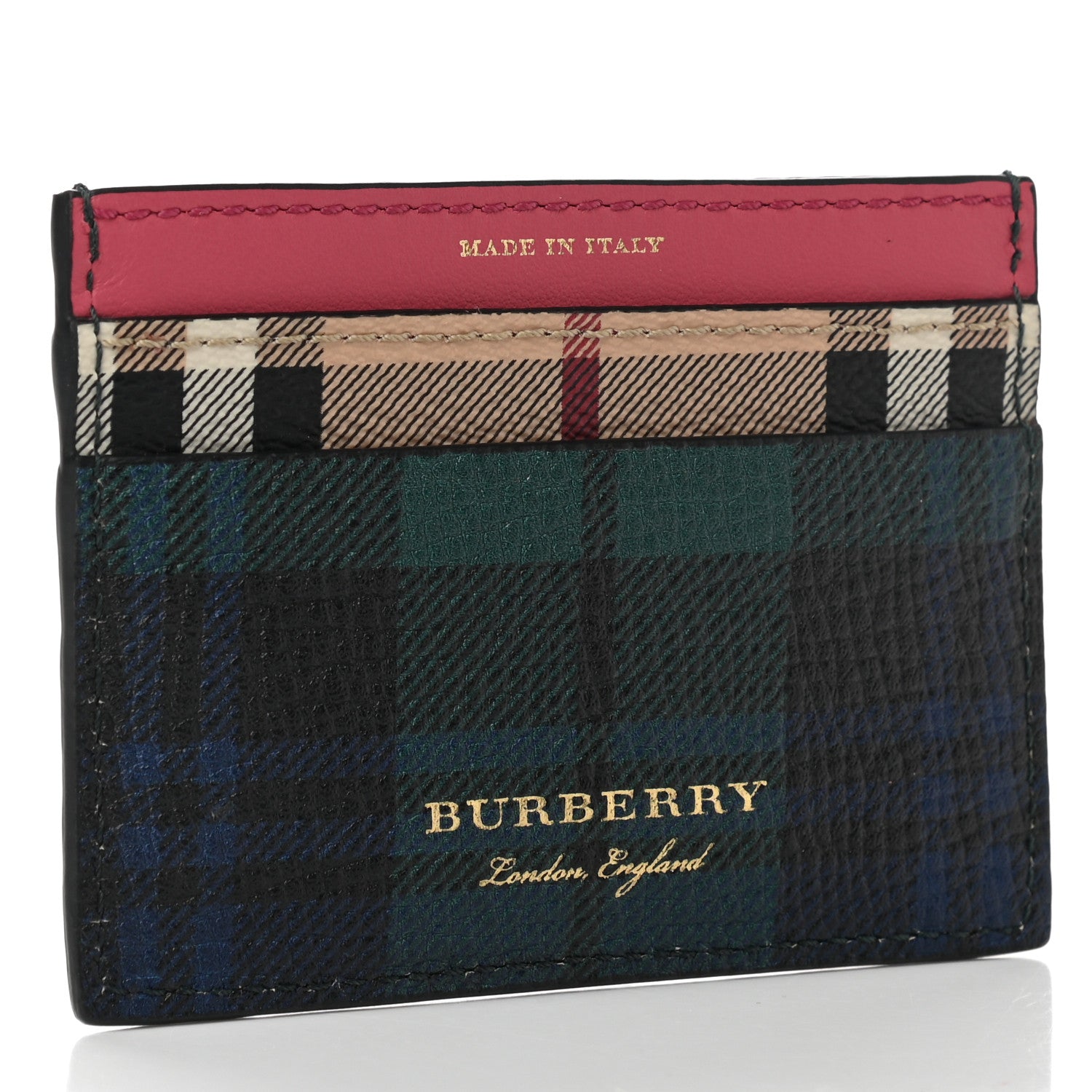 Burberry Calfskin Haymarket Check Cat Appliqué Card Case Multicolor 3 of 7