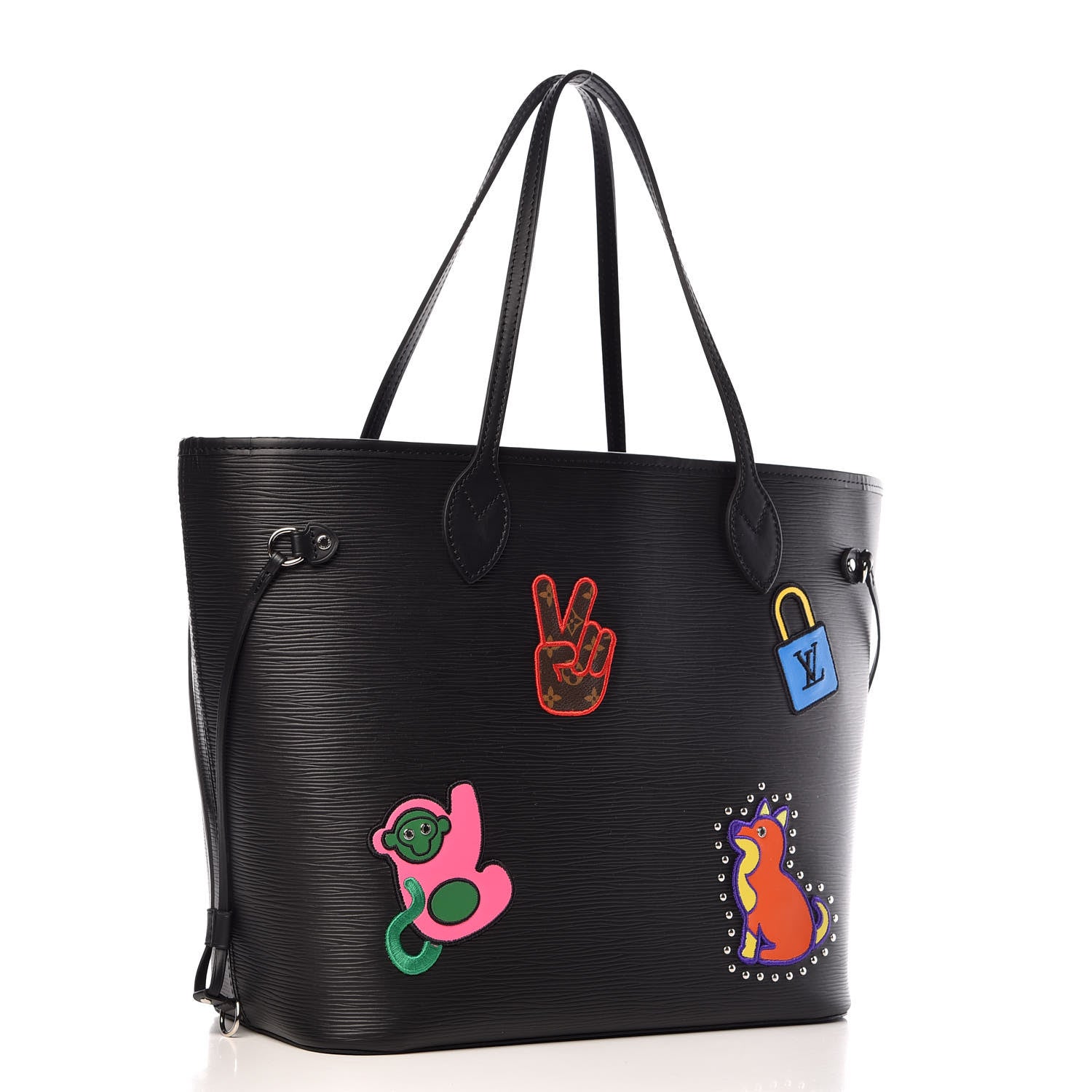 Louis Vuitton Epi Stickers Neverfull MM Black 4 of 9