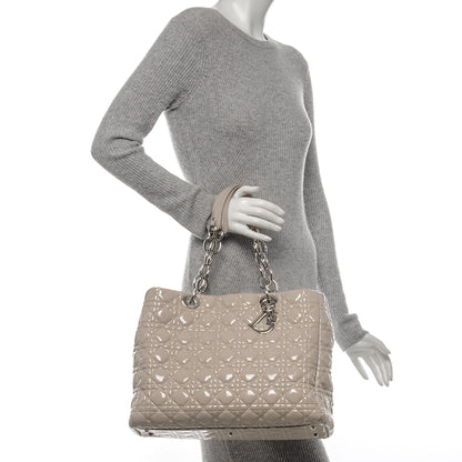 Christian Dior Patent Cannage Large Dior Soft Shopping Tote Light Grey 2 of 9