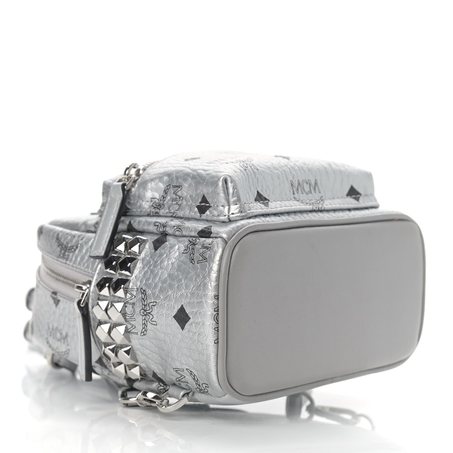 MCM Metallic Visetos Studded X-Mini Bebe Boo Backpack Silver 4 of 11