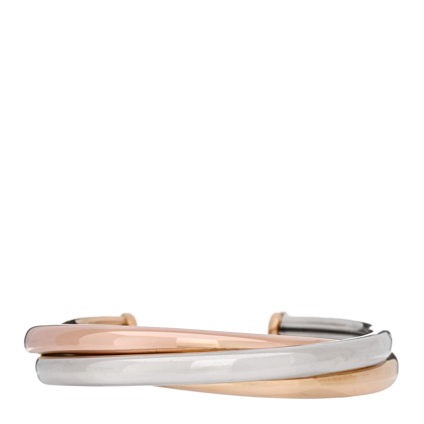 18K Pink Yellow White Gold 6mm Trinity Bangle Bracelet