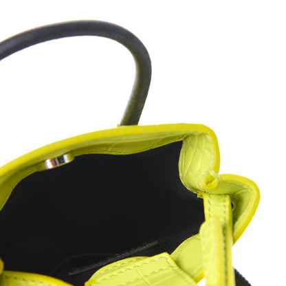 Balenciaga Calfskin Crocodile Embossed Logo Shopping Phone Holder Bag Lime 5 of 9