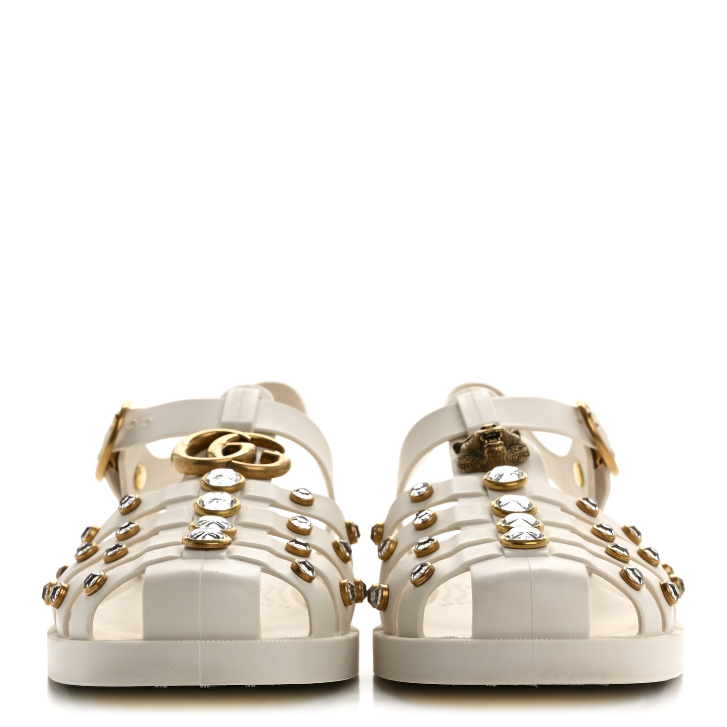 Rubber Crystal Womens Buckle Strap Sandals 39 White