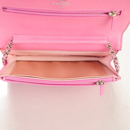 Chanel Lambskin Micro Quilted Wallet On Chain WOC Pink 5 of 8