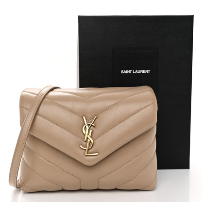 Saint Laurent Calfskin Y Quilted Monogram Toy Loulou Crossbody Bag Dark Beige 11 of 11