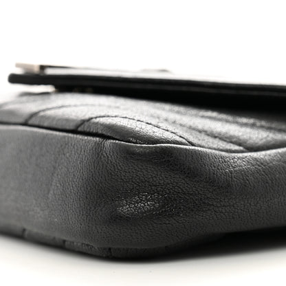 Saint Laurent Sheepskin Matelasse Chevron Monogram College Chain Wallet Black 10 of 12
