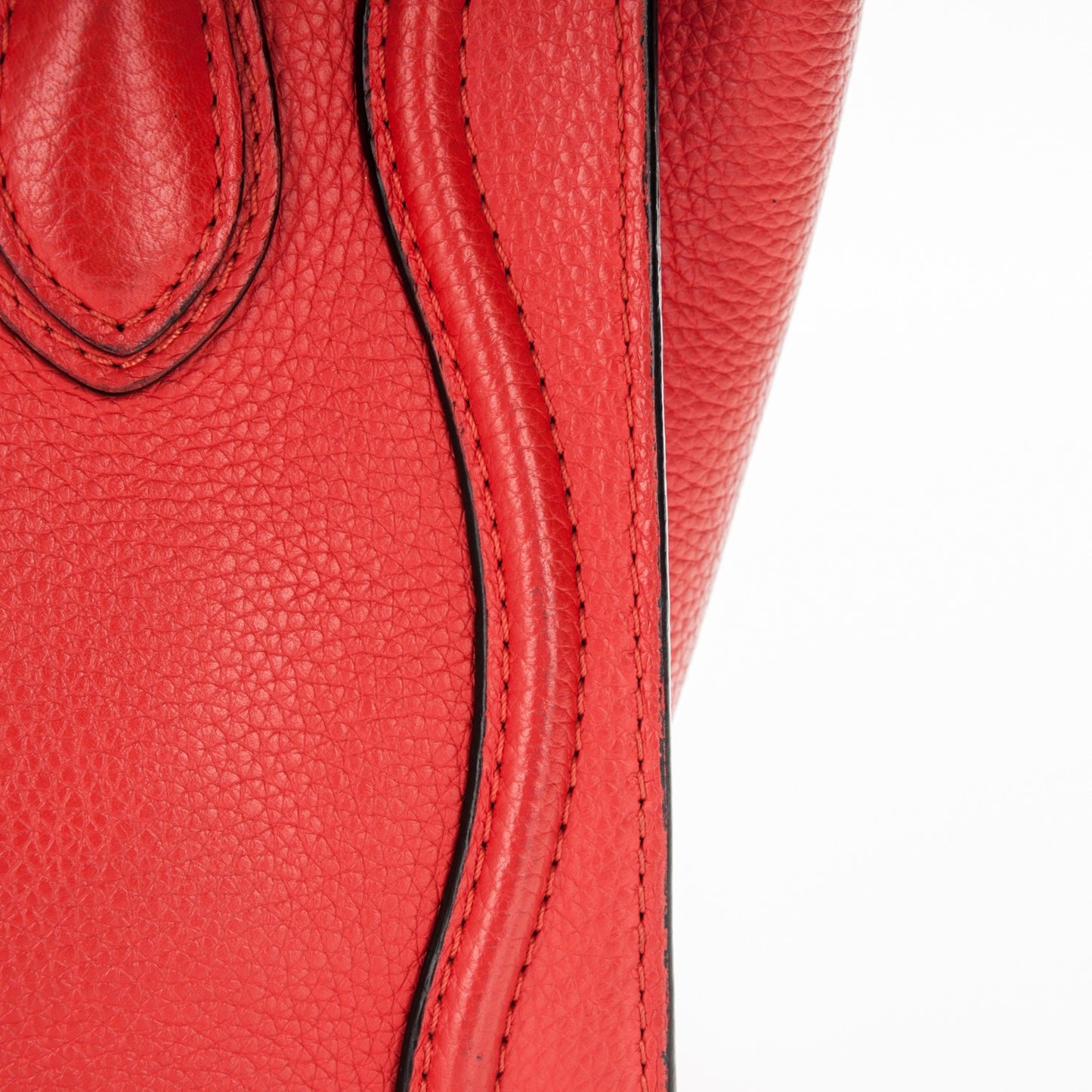Drummed Calfskin Nano Luggage Vermillion