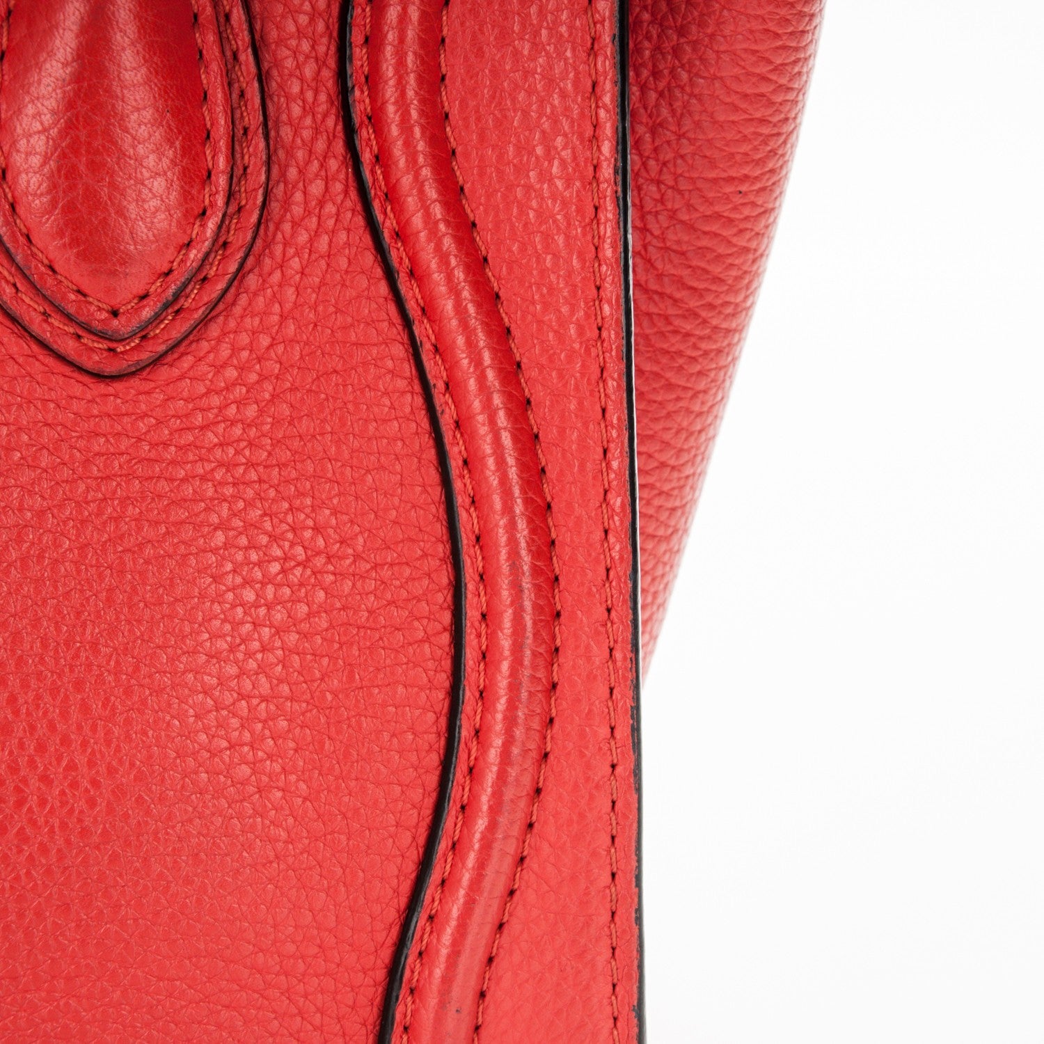 Celine Drummed Calfskin Nano Luggage Vermillion 11 of 11