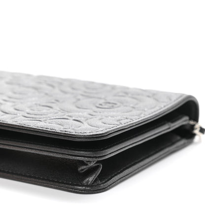 Chanel Goatskin Camellia Embossed Wallet On Chain WOC Grey 11 of 12