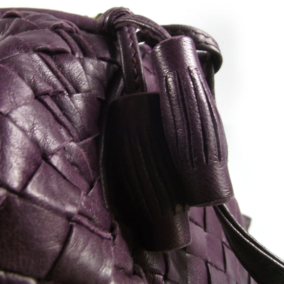 Bottega Veneta Leather Woven Shoulder Bag Purple 7 of 8