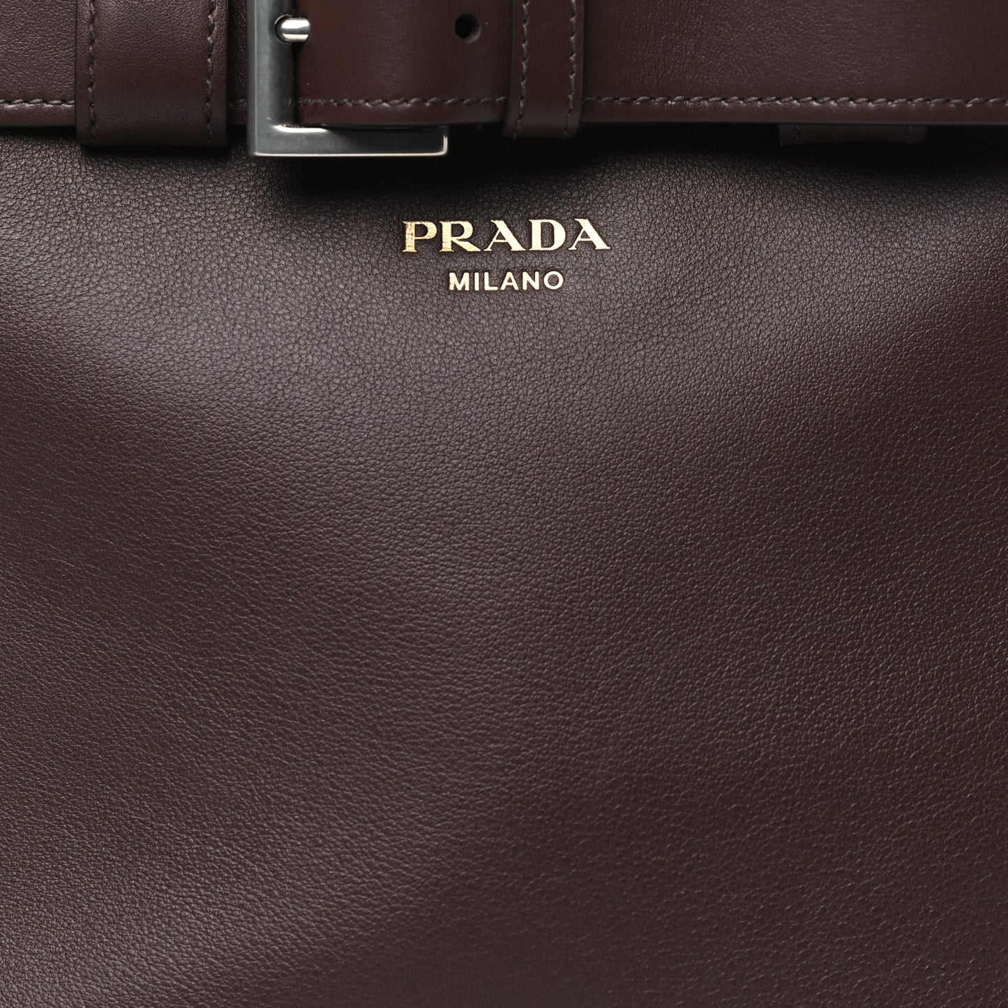 Soft Grained Calfskin Vitello Daino Small Buckle Bag Brown