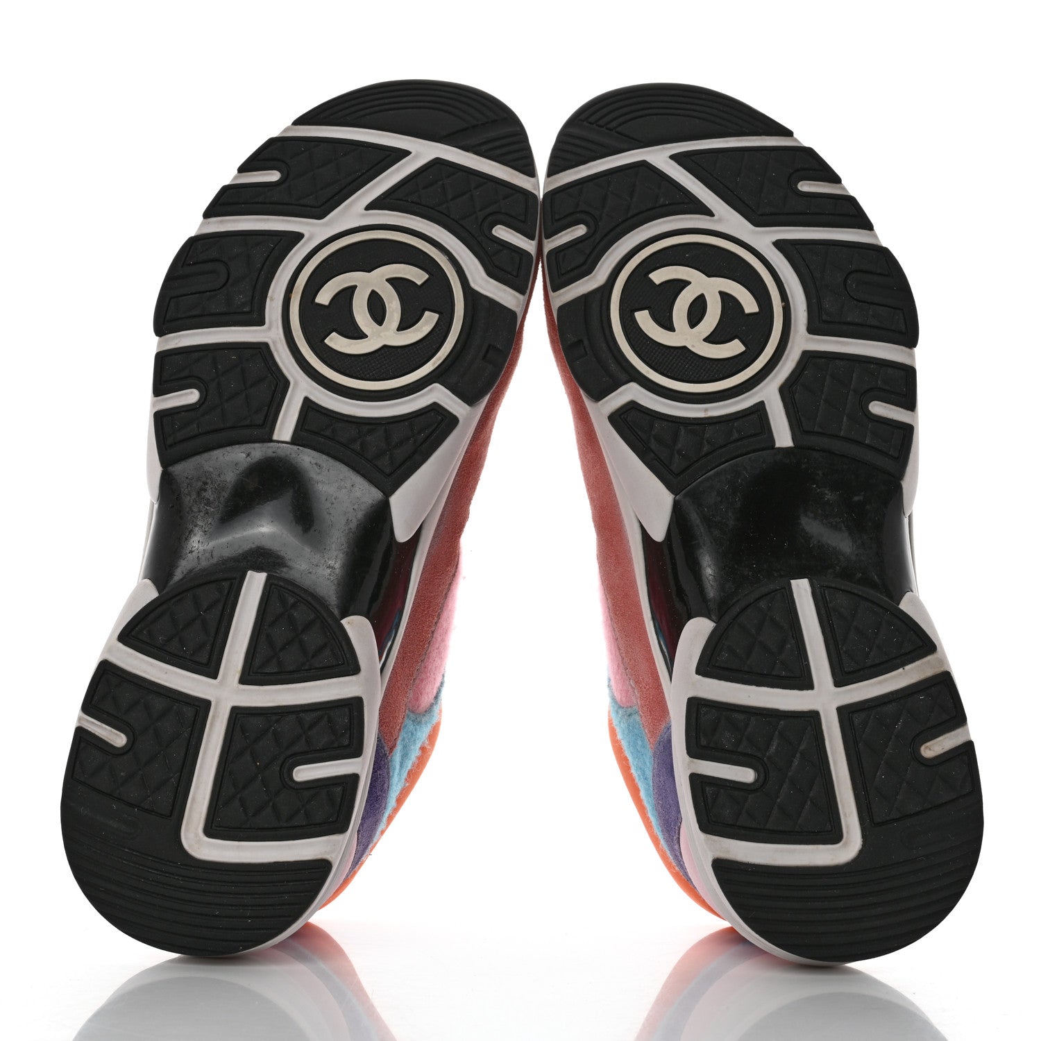 Chanel Fabric Suede Calfskin CC Sneakers 39 White Multicolor 5 of 9