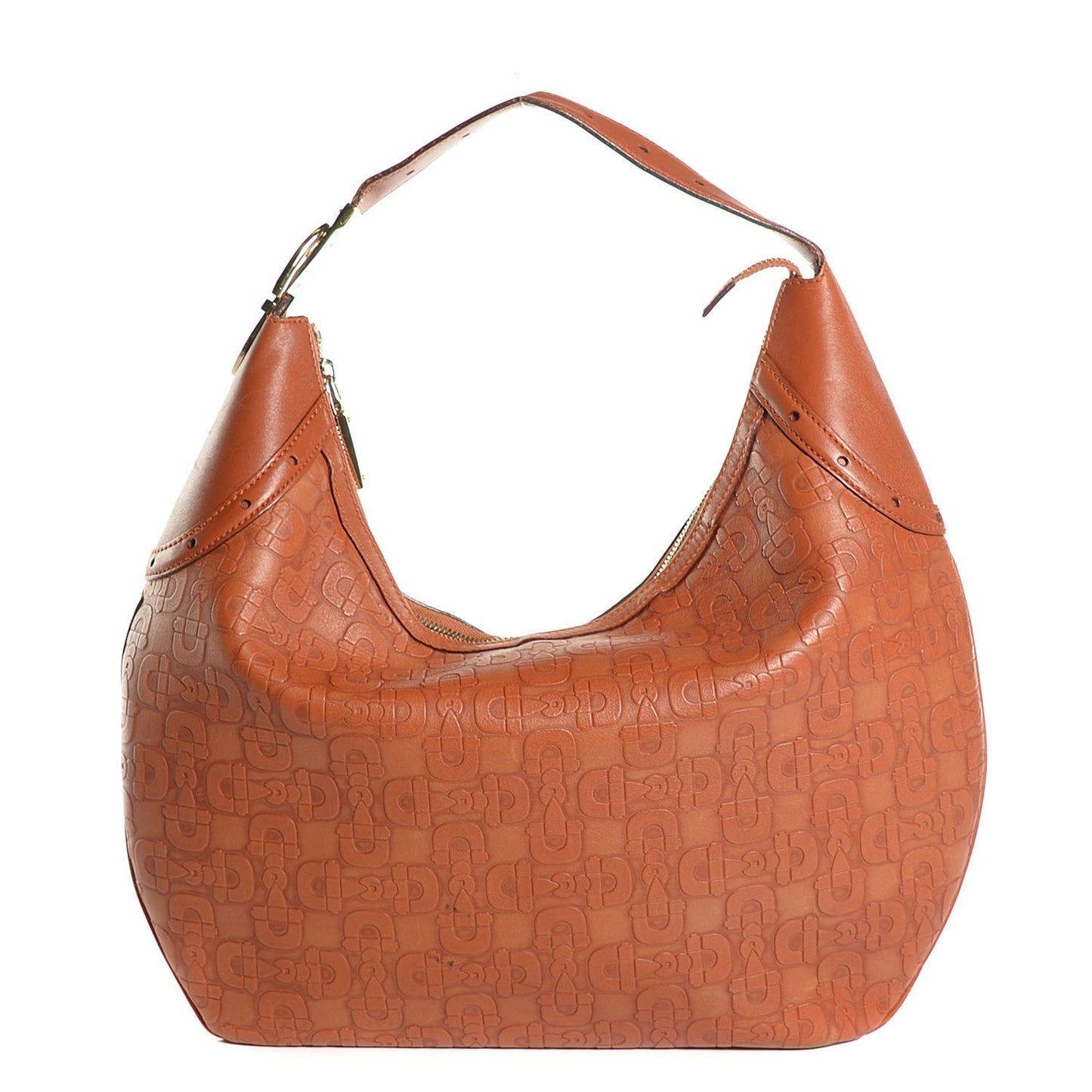 GGUCCI Calfskin Horsebit Embossed Glam Hobo Tan