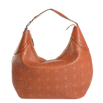 Gucci GGUCCI Calfskin Horsebit Embossed Glam Hobo Tan 1 of 7