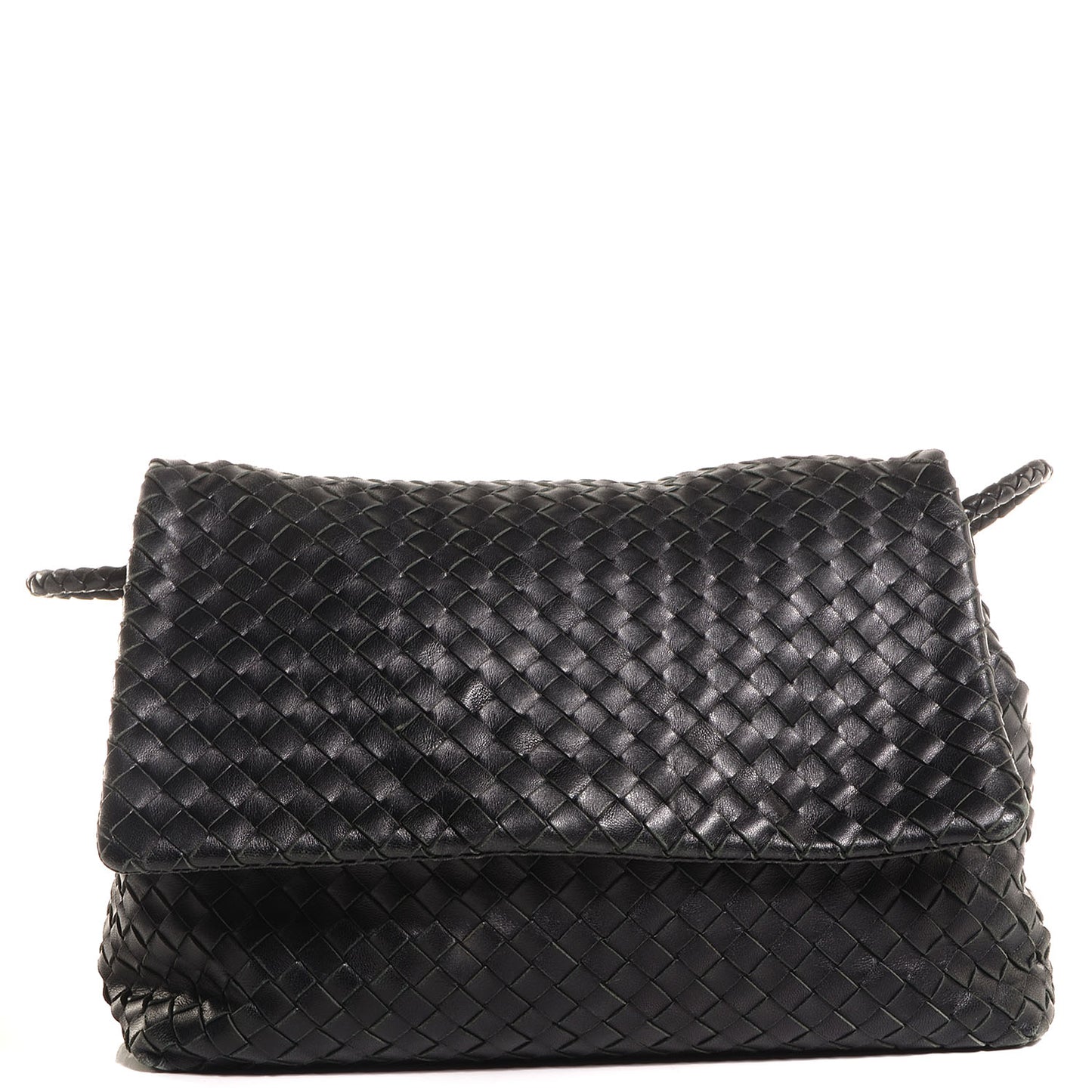 Nappa Intrecciato Flap Shoulder Bag Nero Black