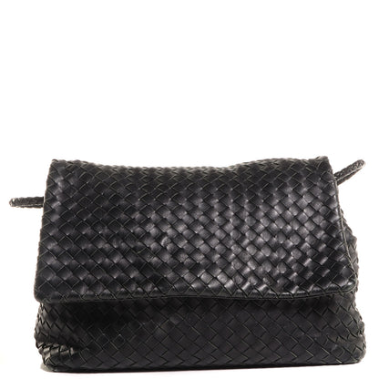 Bottega Veneta Nappa Intrecciato Flap Shoulder Bag Nero Black 1 of 8