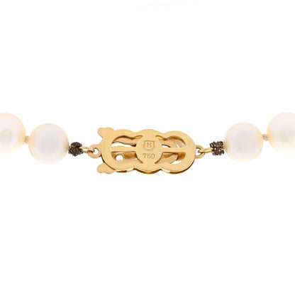Mikimoto 18K Yellow Gold Akoya Cultured Pearl 7-7.5mm Strand Necklace 14" 4 of 5