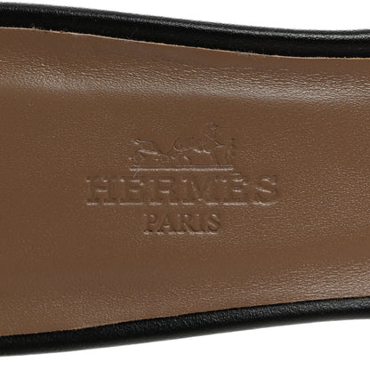Hermes Calfskin Oasis Sandals 39 Black 6 of 8