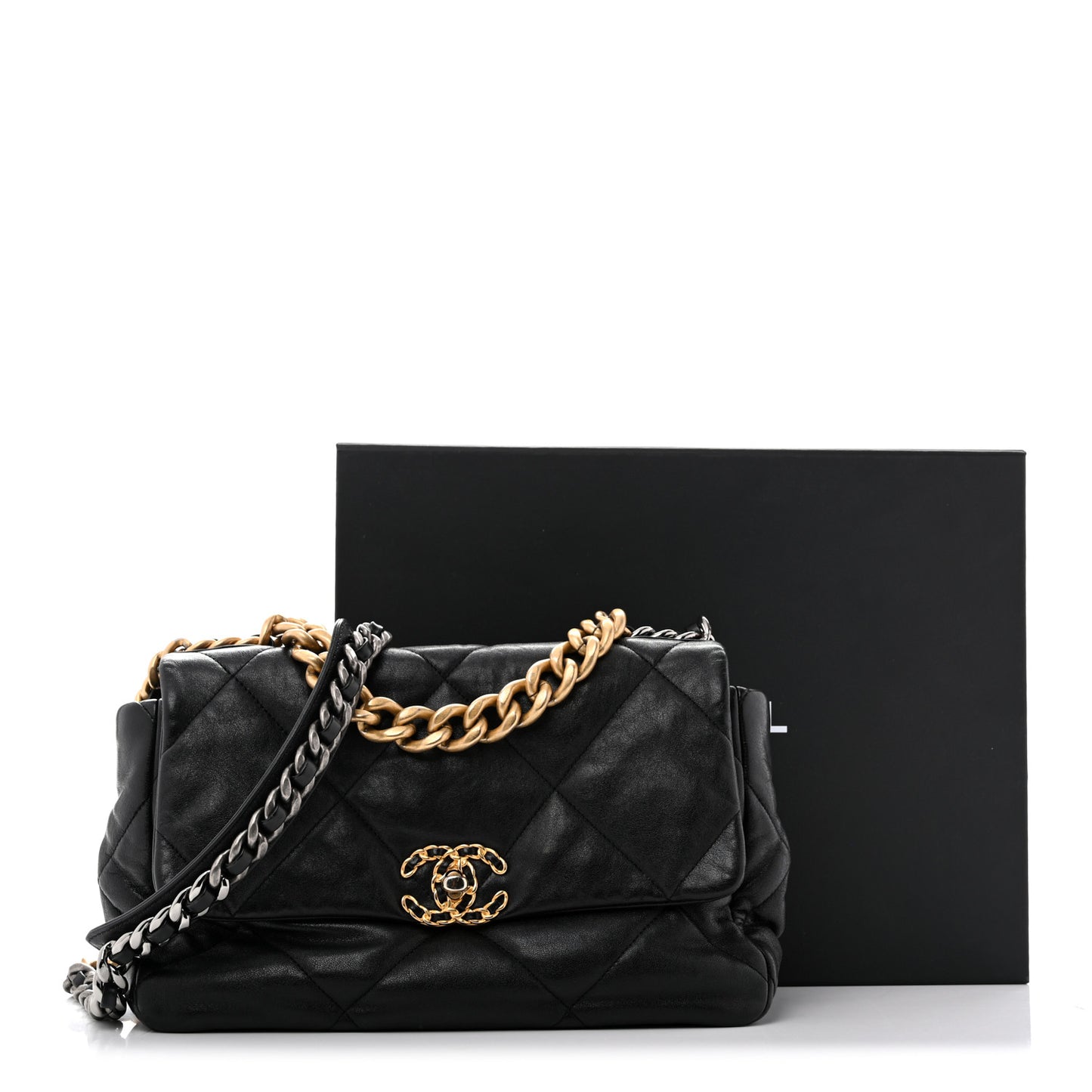 Lambskin Quilted Large Chanel 19 Flap Black