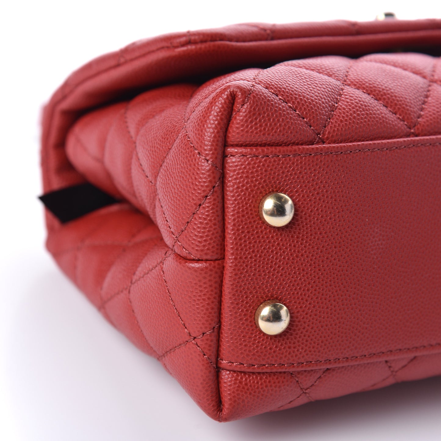 Caviar Lizard Quilted Mini Coco Handle Flap Red