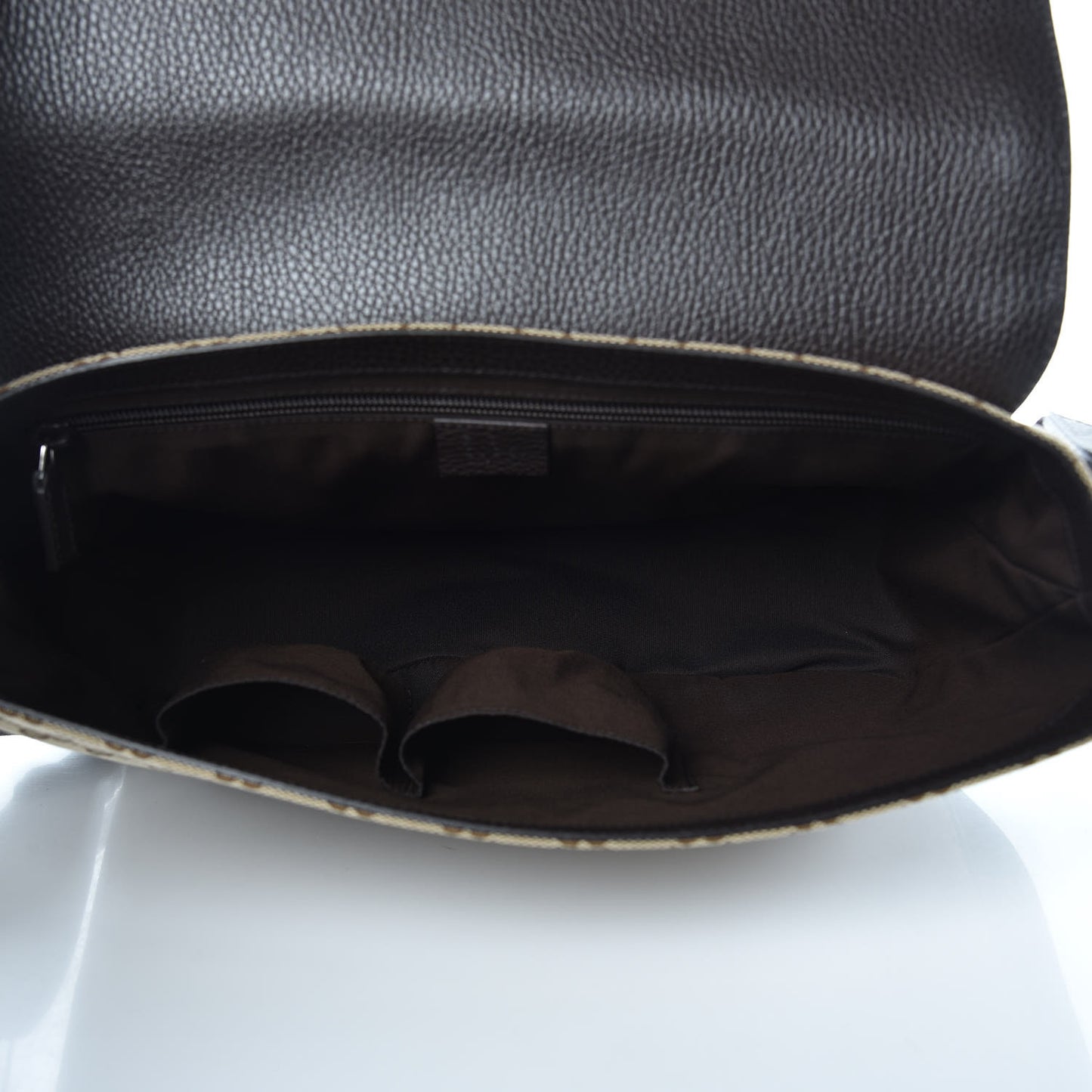 Monogram Large Flap Messenger Bag Beige Dark Brown