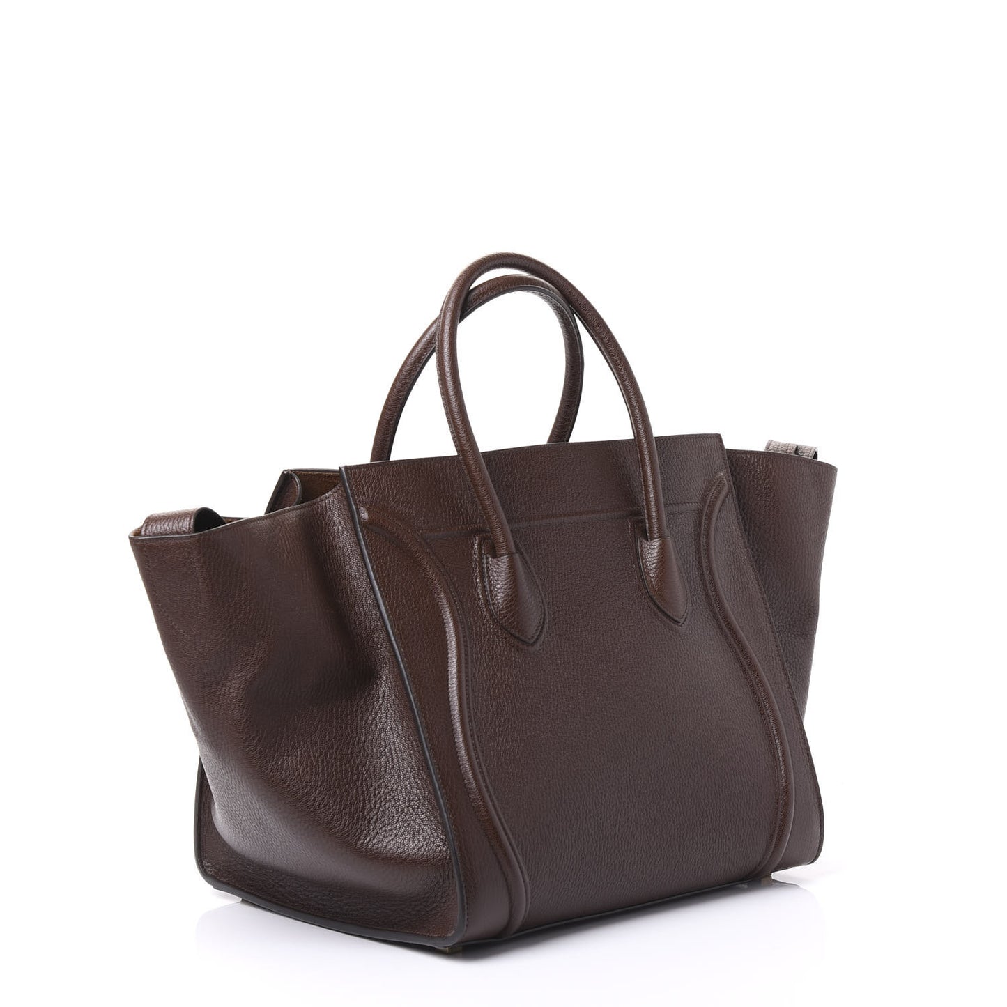 Shiny Grained Calfskin Medium Phantom Luggage Brown