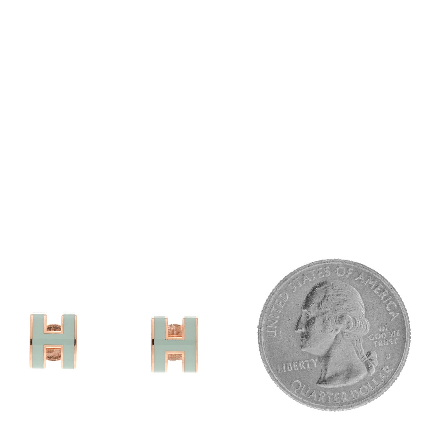 Hermes Rose Gold Lacquered Mini Pop H Earrings Bleu Zephyr 2 of 6