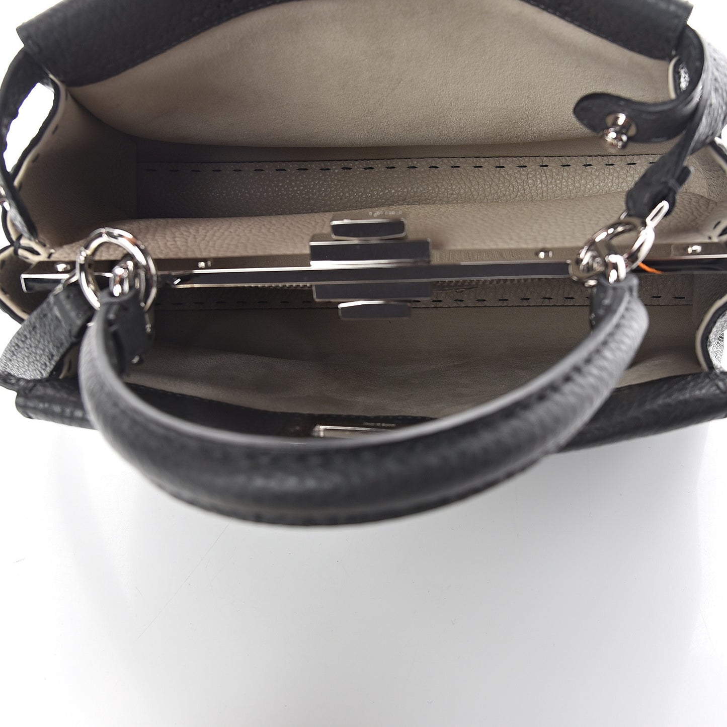 Cuoio Romano Selleria Bi-Color Medium Peekaboo Iconic Satchel Asfalto Latte