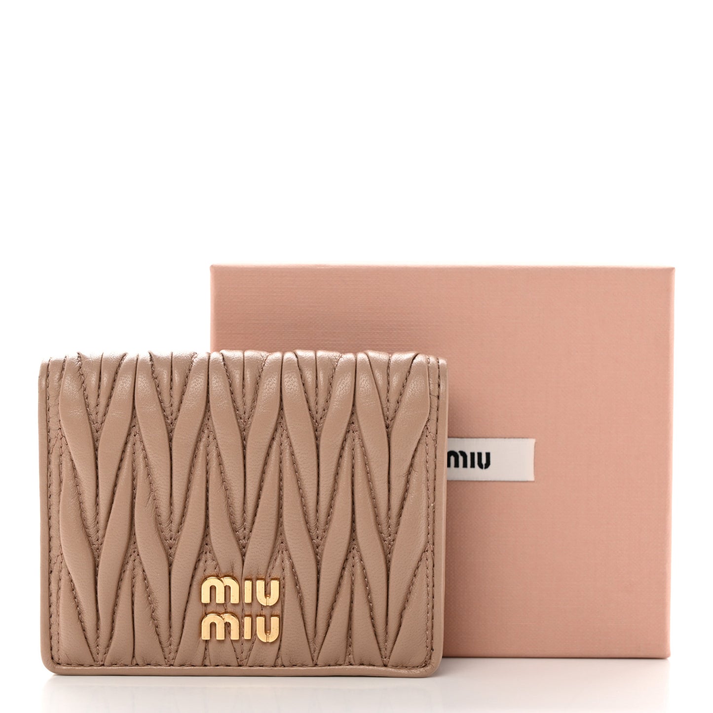 Nappa Matelasse Bi-Fold Compact Wallet Cammeo