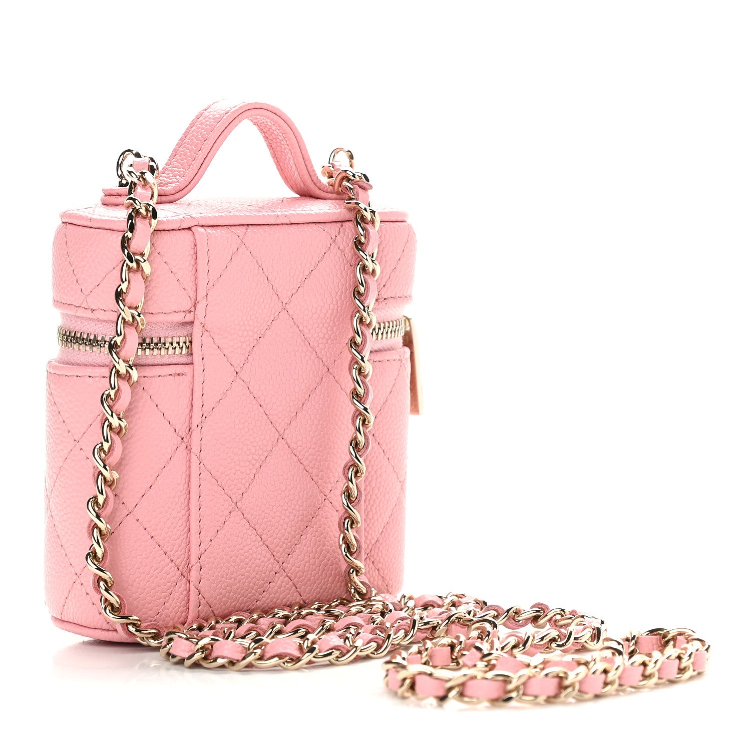 Chanel Caviar Quilted Small Handle With Care Vanity Case With Chain Pink 2 of 9