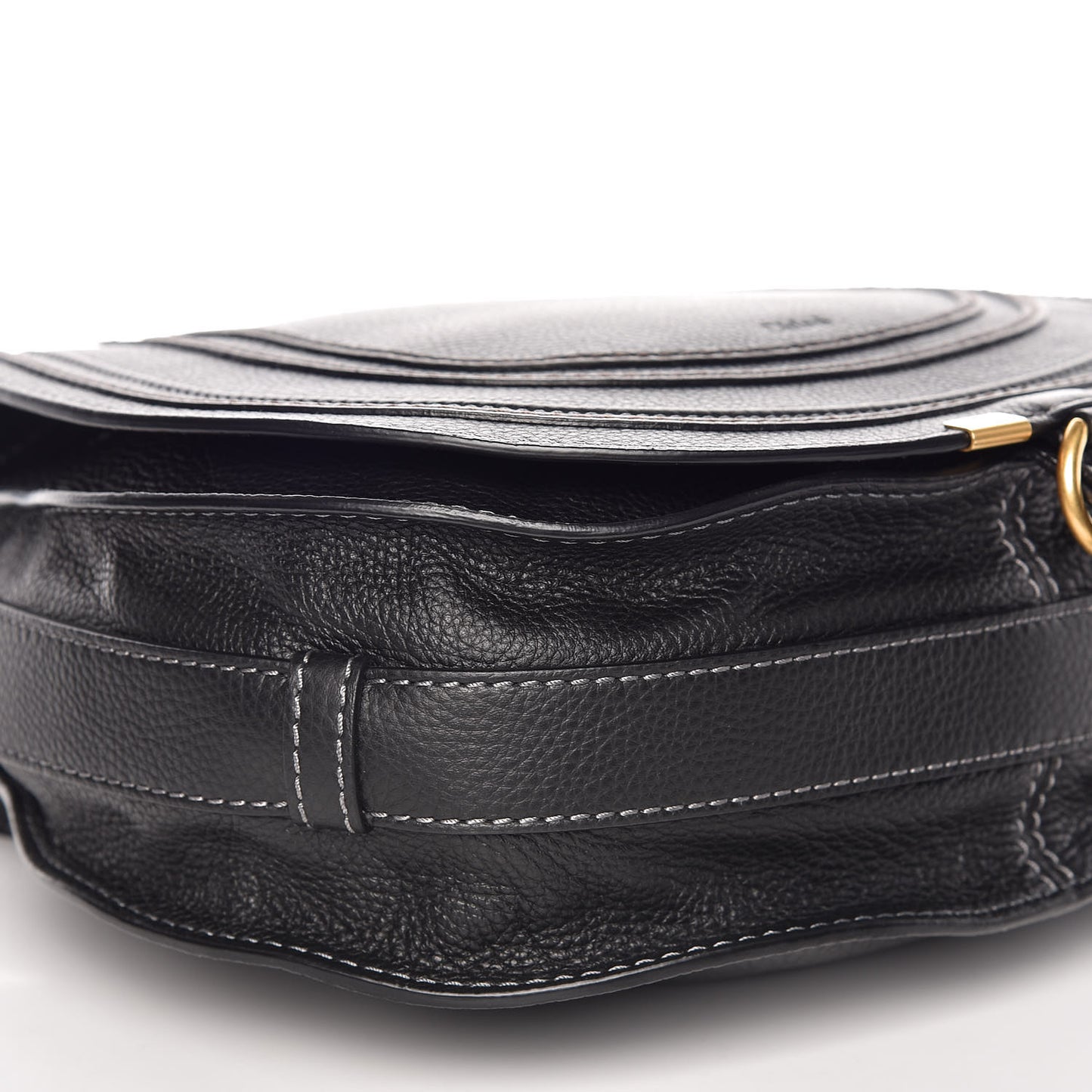 Calfskin Medium Marcie Round Crossbody Bag Black