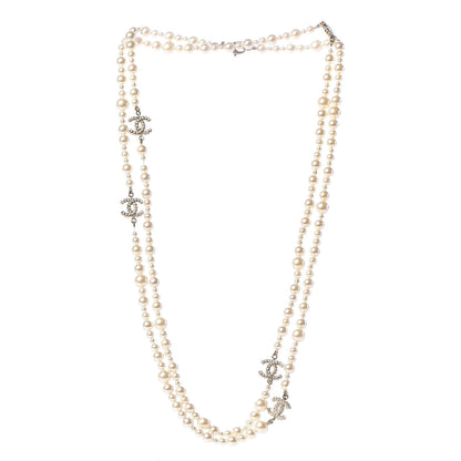 Chanel Graduated Pearl CC Long Necklace Light Gold 3 of 5
