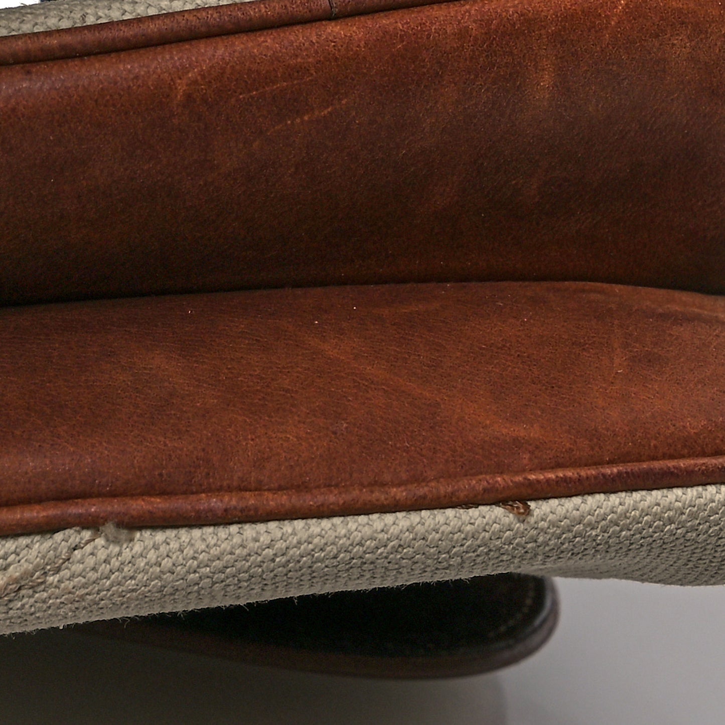 Canvas Calfskin Saddle Bag Beige