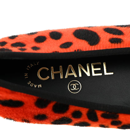 Chanel Pony Hair Patent Cap Toe CC Ballerina Flats 37 Orange Black White 8 of 10