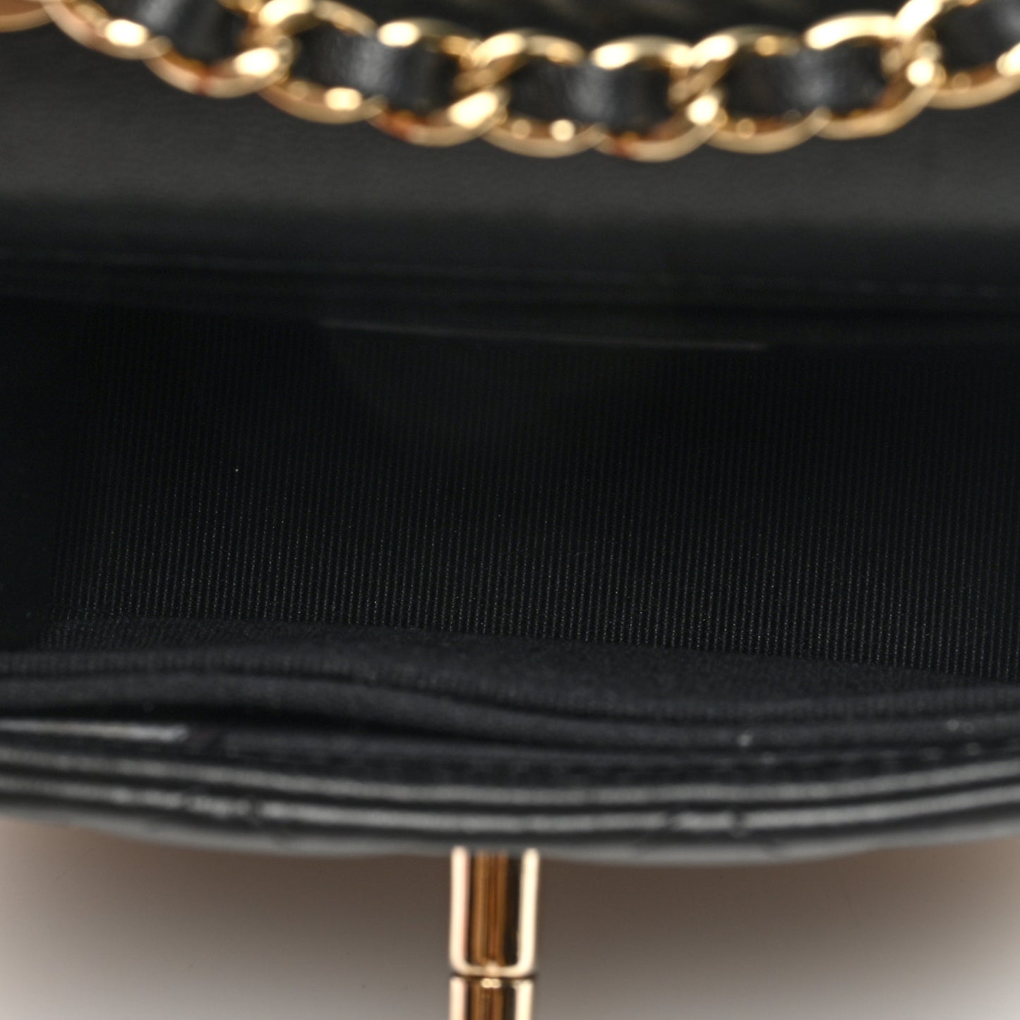 Lambskin Quilted Mini Trendy CC Clutch With Chain Black