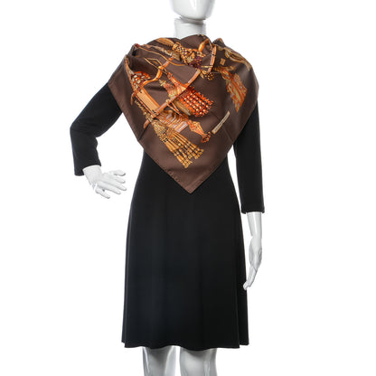 Hermes Silk Passementerie Scarf 90 Marron Beige Dore Rouge Fonce 2 of 4