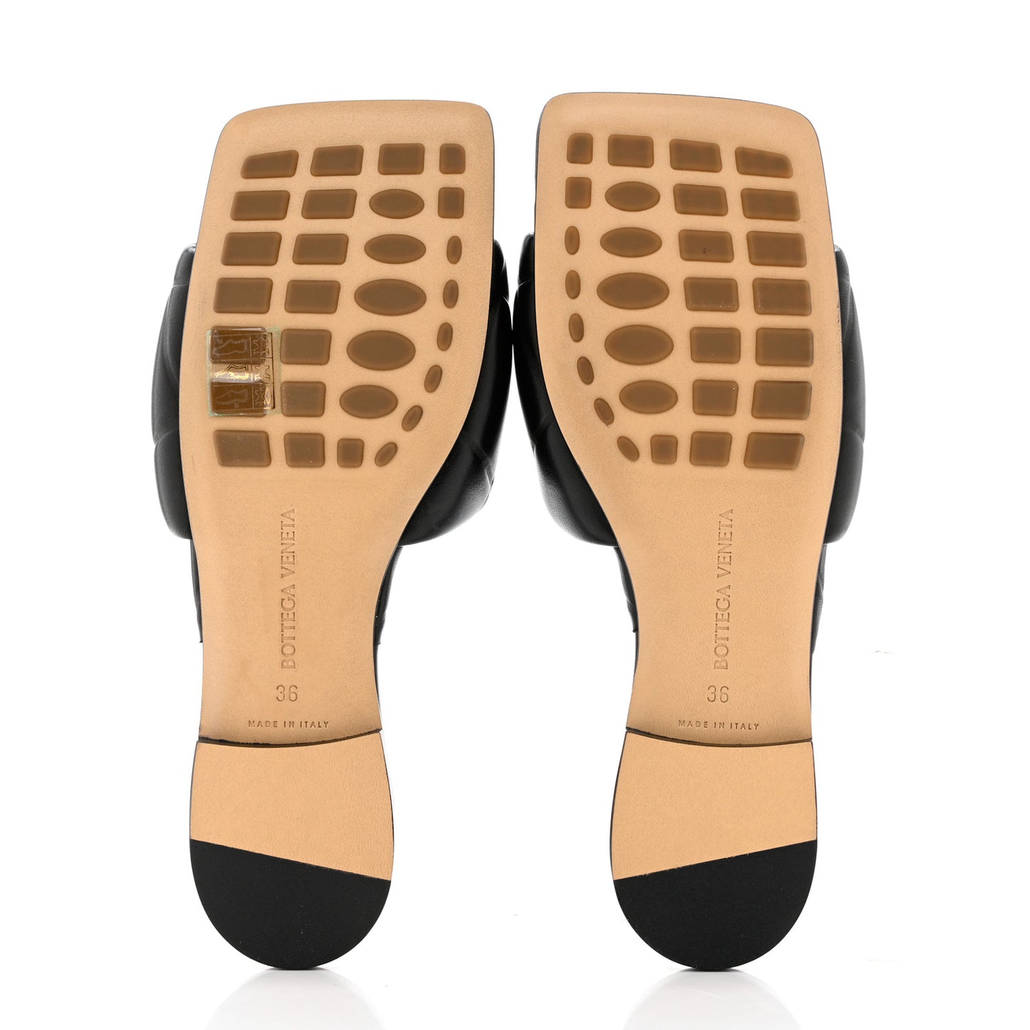 Nappa Quilted Rubber Lido Flat Sandals 36 Black