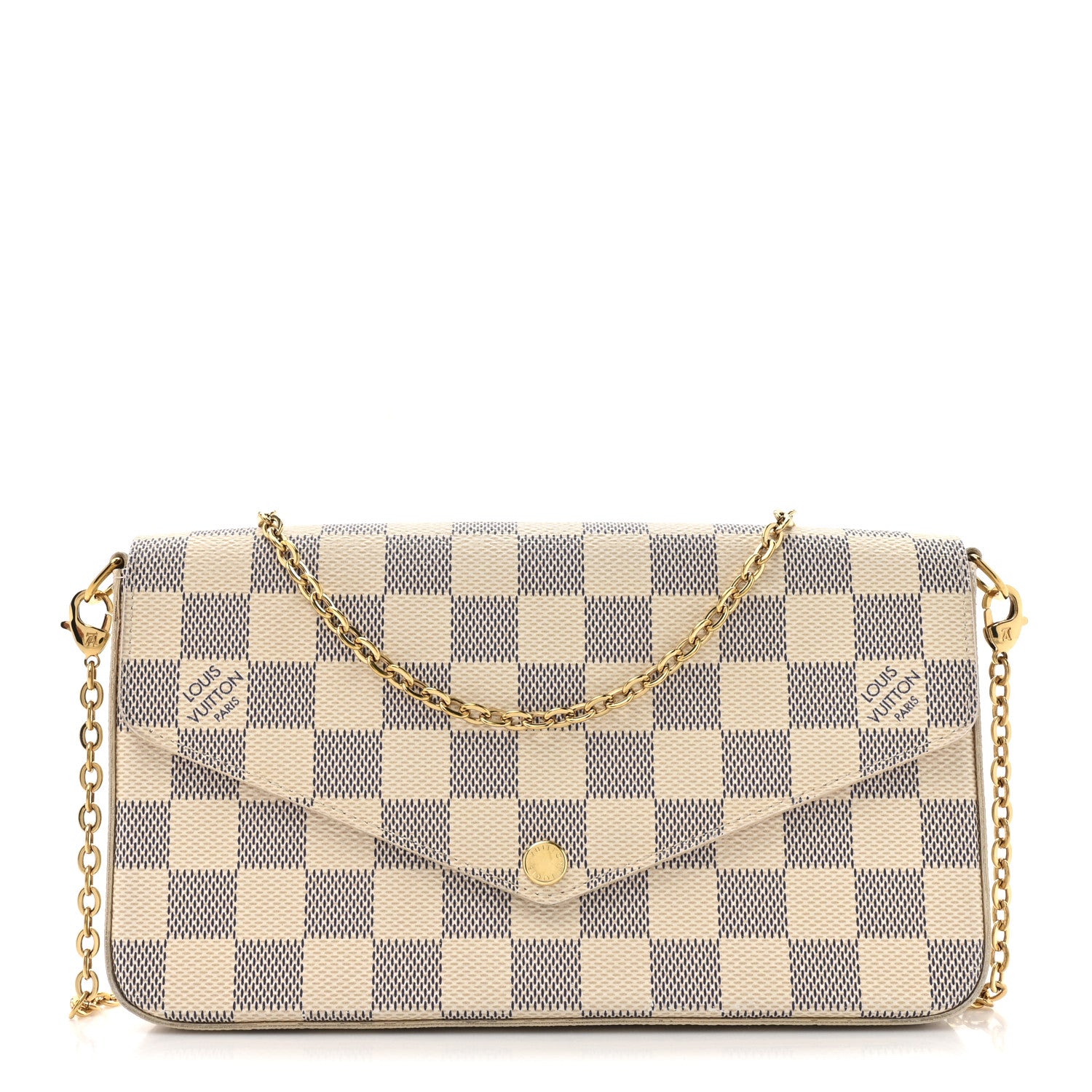 Louis Vuitton Damier Azur Pochette Felicie Chain Wallet Rose Ballerine 1 of 13