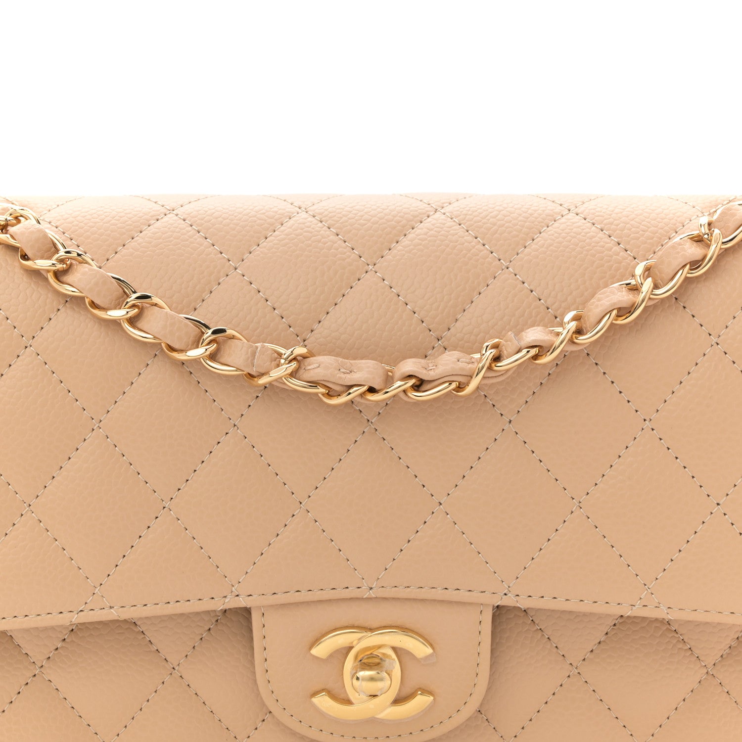 Chanel Caviar Quilted Medium Double Flap Beige 8 of 11