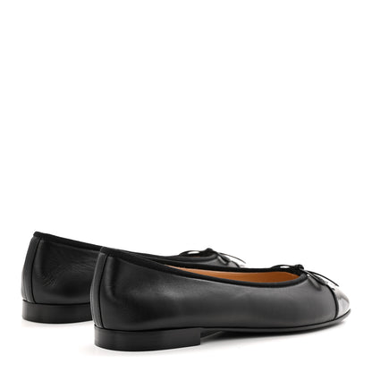 Chanel Lambskin Patent Cap Toe Ballerina Flats 40 Black 4 of 10
