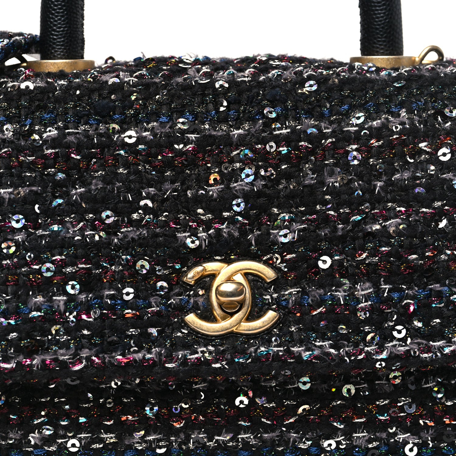 Chanel Tweed Sequin Mini Coco Handle Flap Black 8 of 10