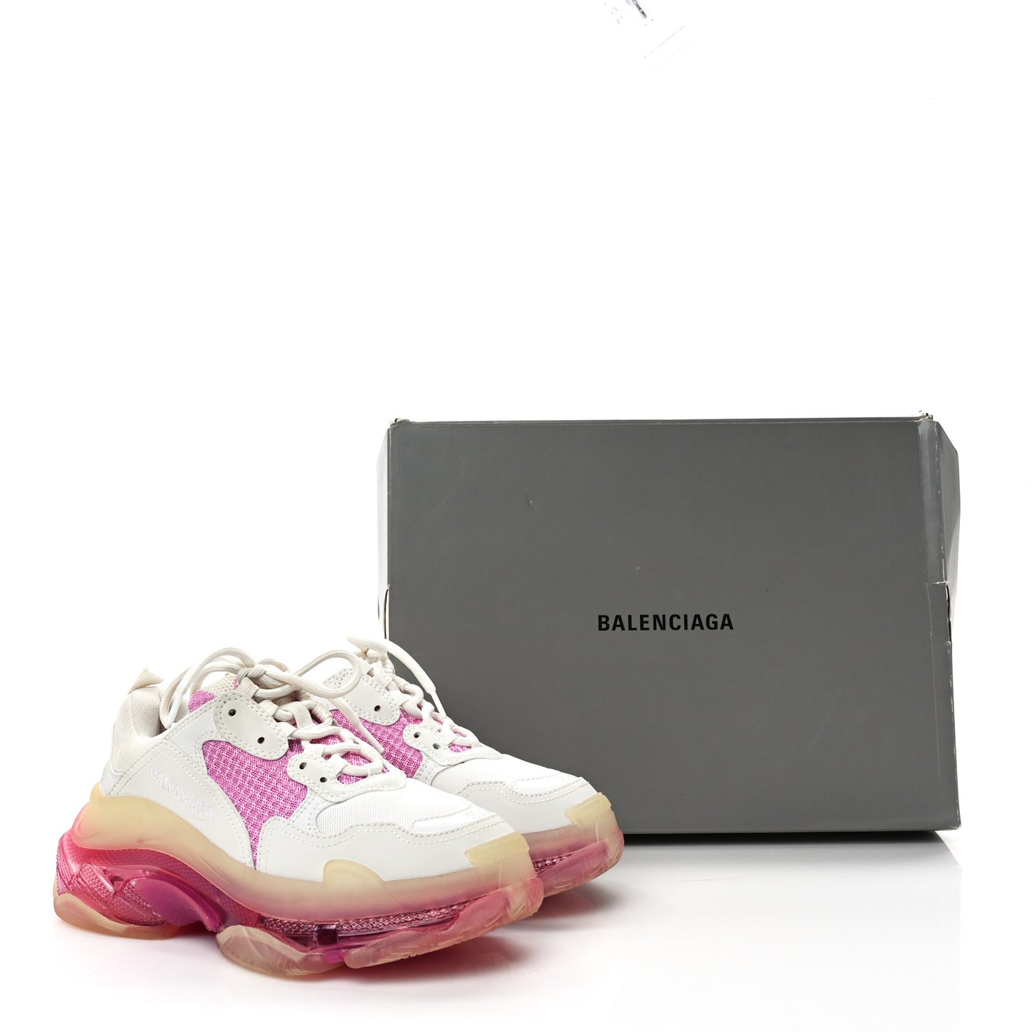 Fabric Mesh Clear Sole Womens Triple S Sneakers 37 White Pink