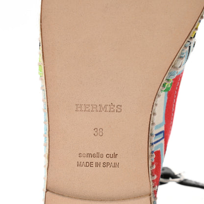 Hermes Canvas Modernisme Tropical Womens Malaga Espadrilles Flats 38 Multicolor 6 of 9