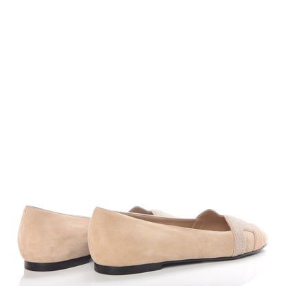 Hermes Suede Goatskin Crystal Powdered Nice Ballerina Flats 38 Nude 4 of 9