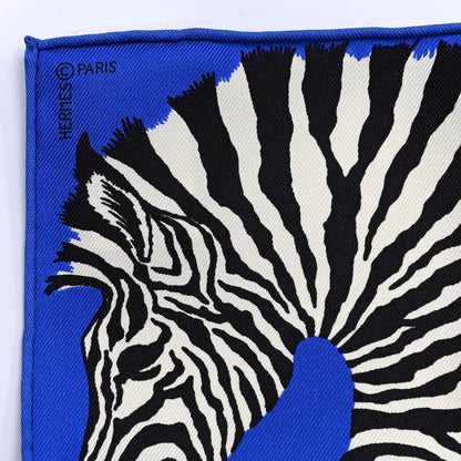 Hermes Silk Zebra Pegasus Nano Scarf 20 Bleu Vif Jaune White 2 of 4