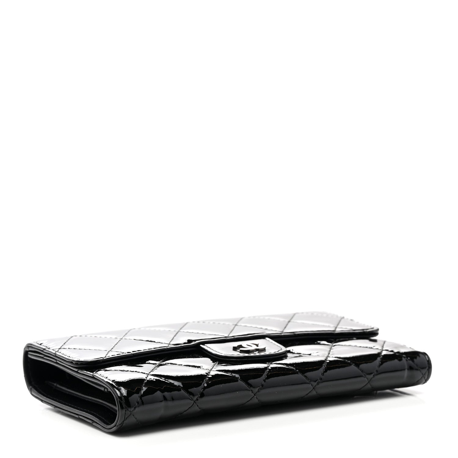 Chanel Patent Quilted Large Flap Wallet Black 4 of 8