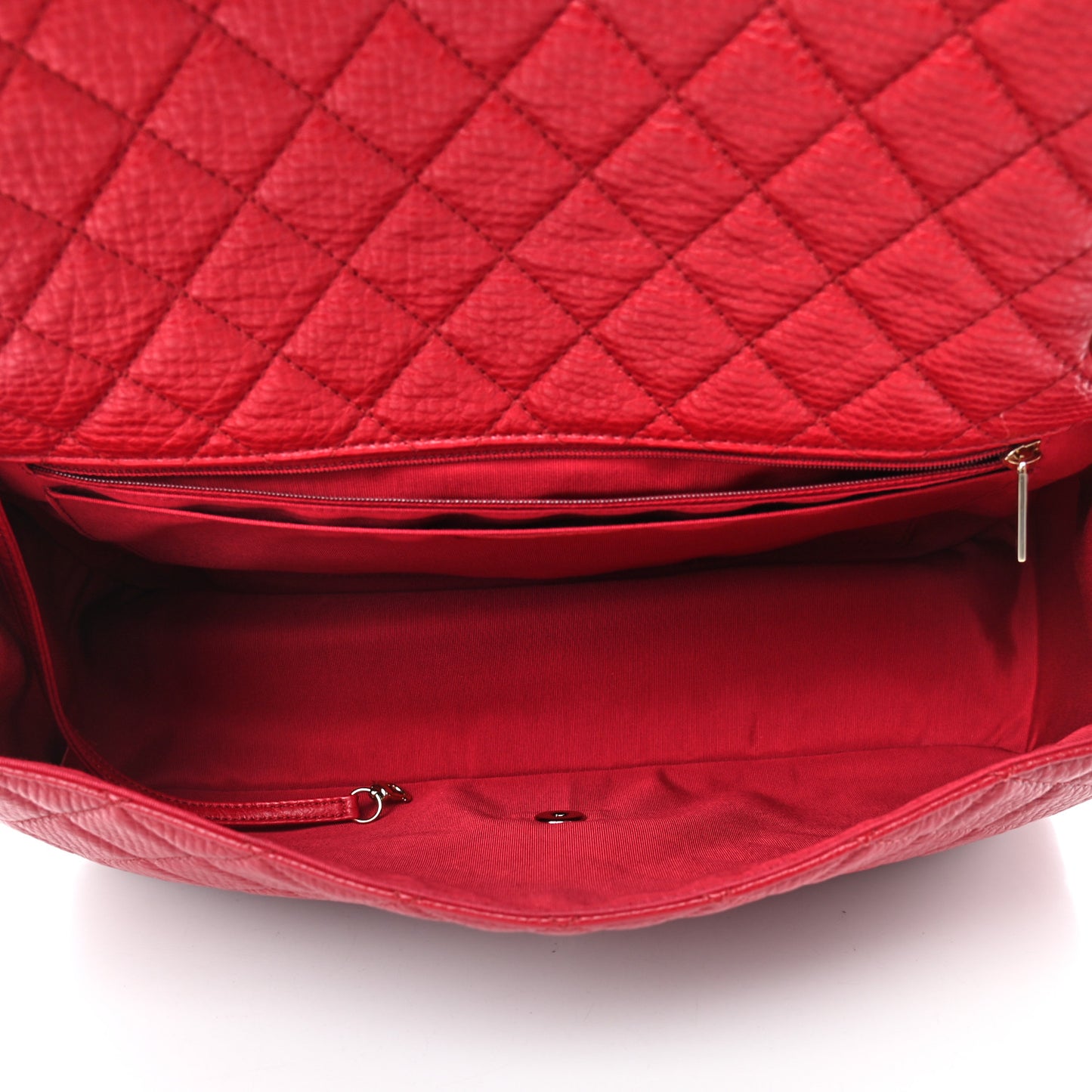 Calfskin Quilted Small XXL Travel Flap Bag Red