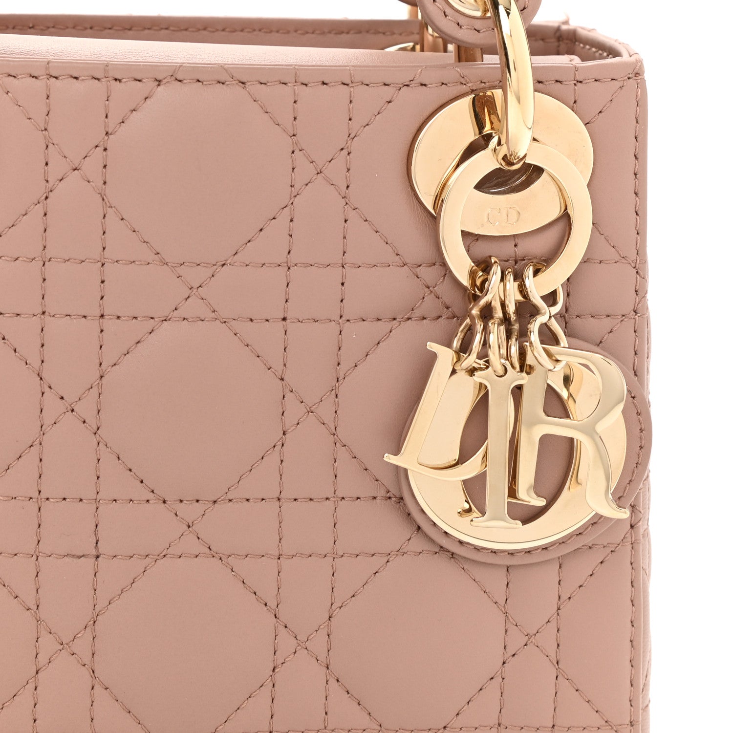 Christian Dior Lambskin Cannage Mini Lady Dior Rose De Vents 8 of 10