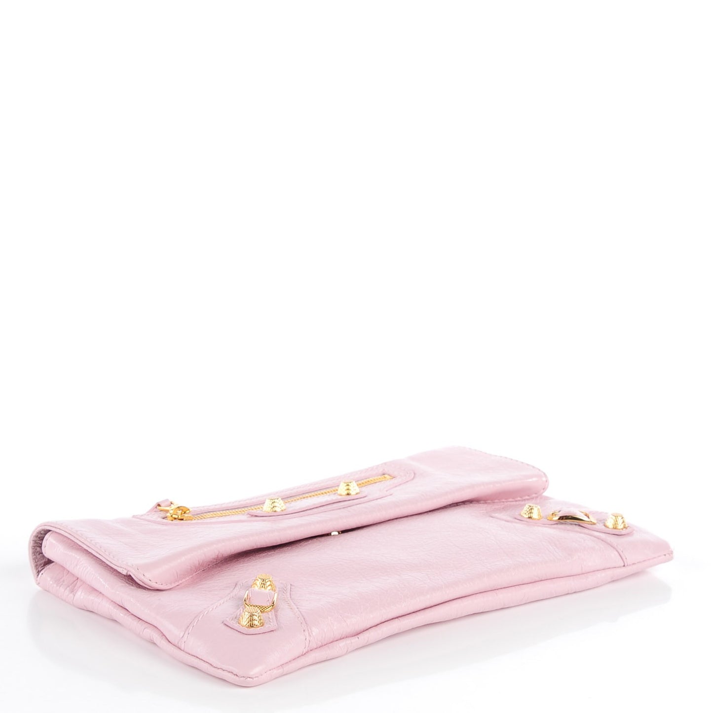 Agneau Giant 12 Gold Hardware Envelope Clutch Rose Poudre