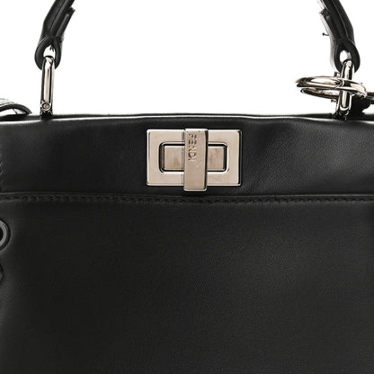 Fendi Nappa Lace Up Mini Peekaboo Iconic Satchel Black 7 of 11